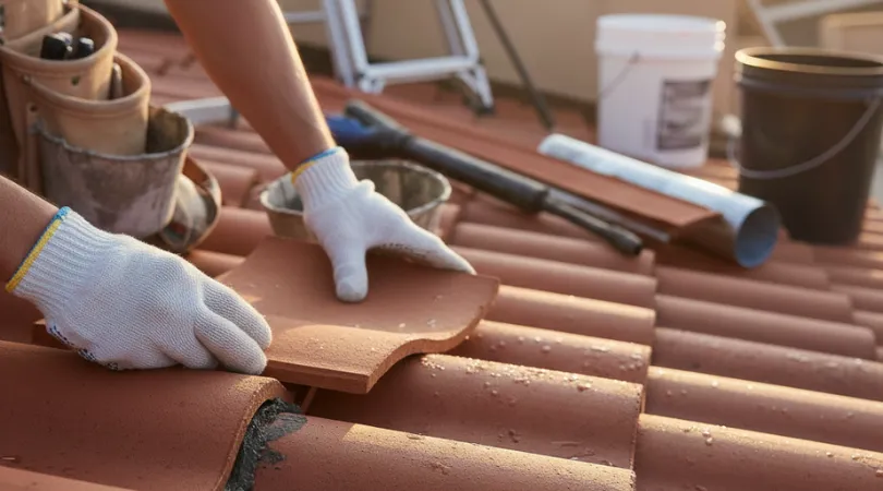 the roof of a building is made of clay tiles