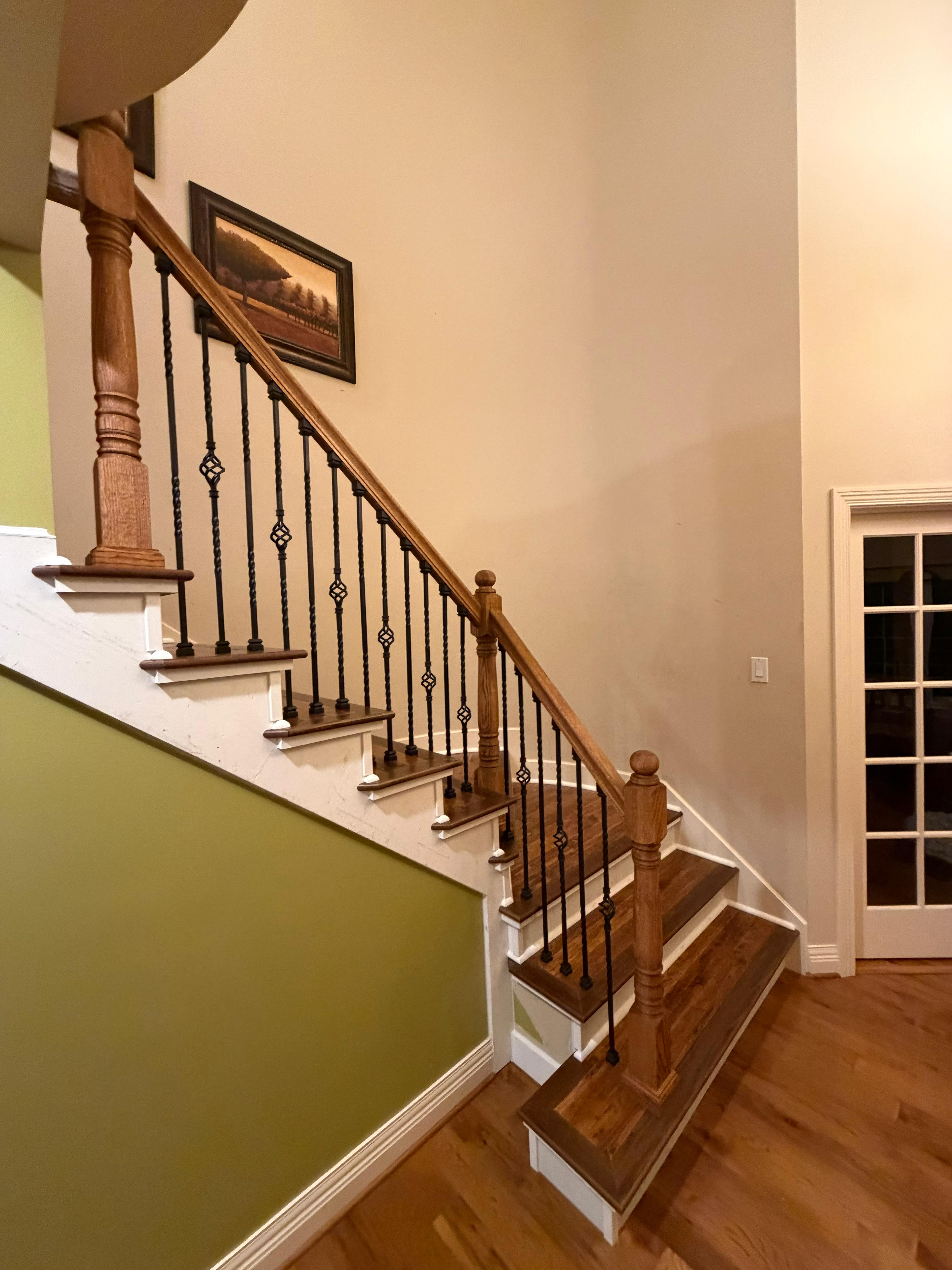 Upgraded stairs with new railing