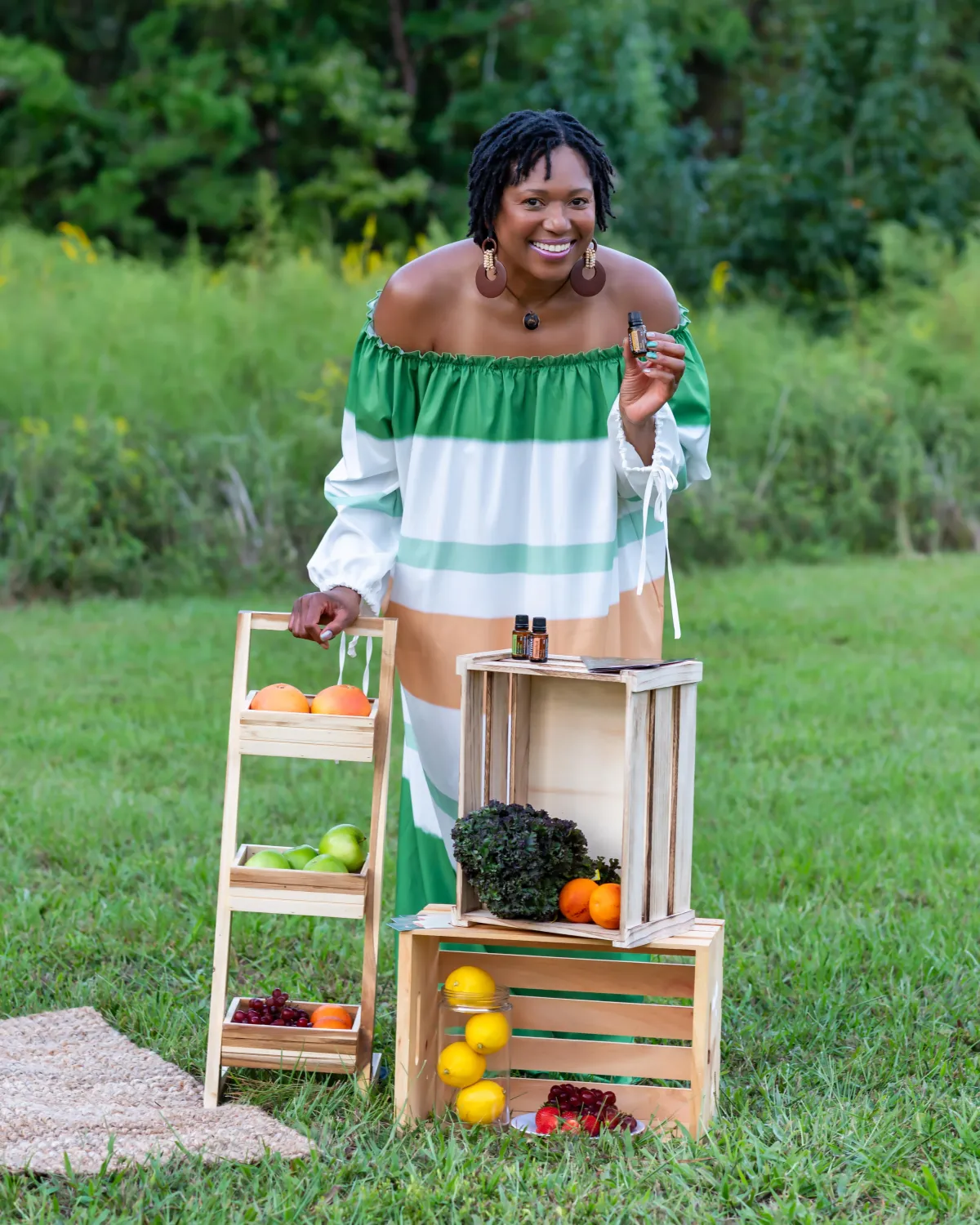Black nurse sharing essential oils and plant-based living