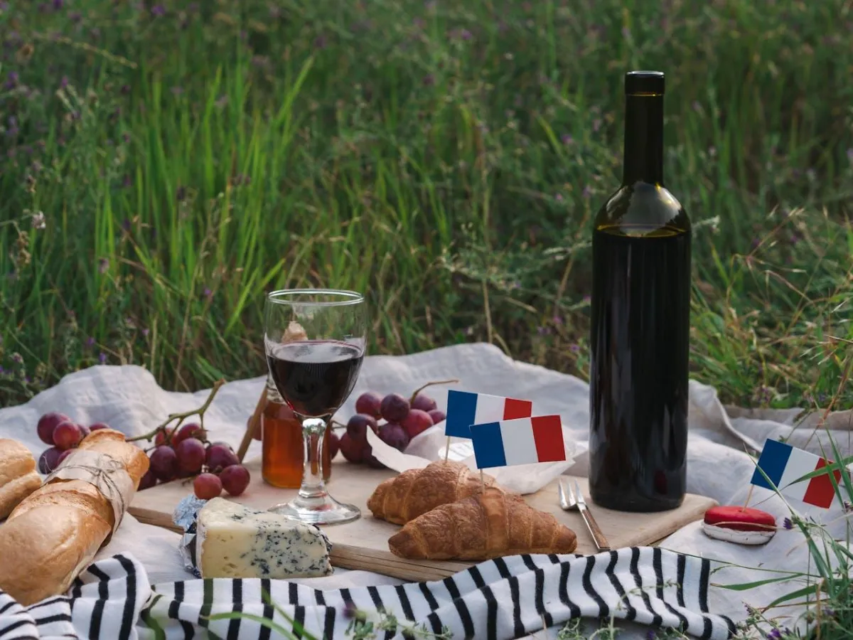 Wine with snacks in picnic