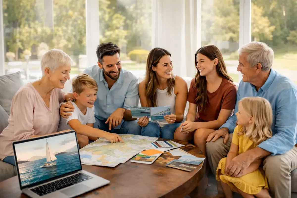 Multigenerational trip planning with family members