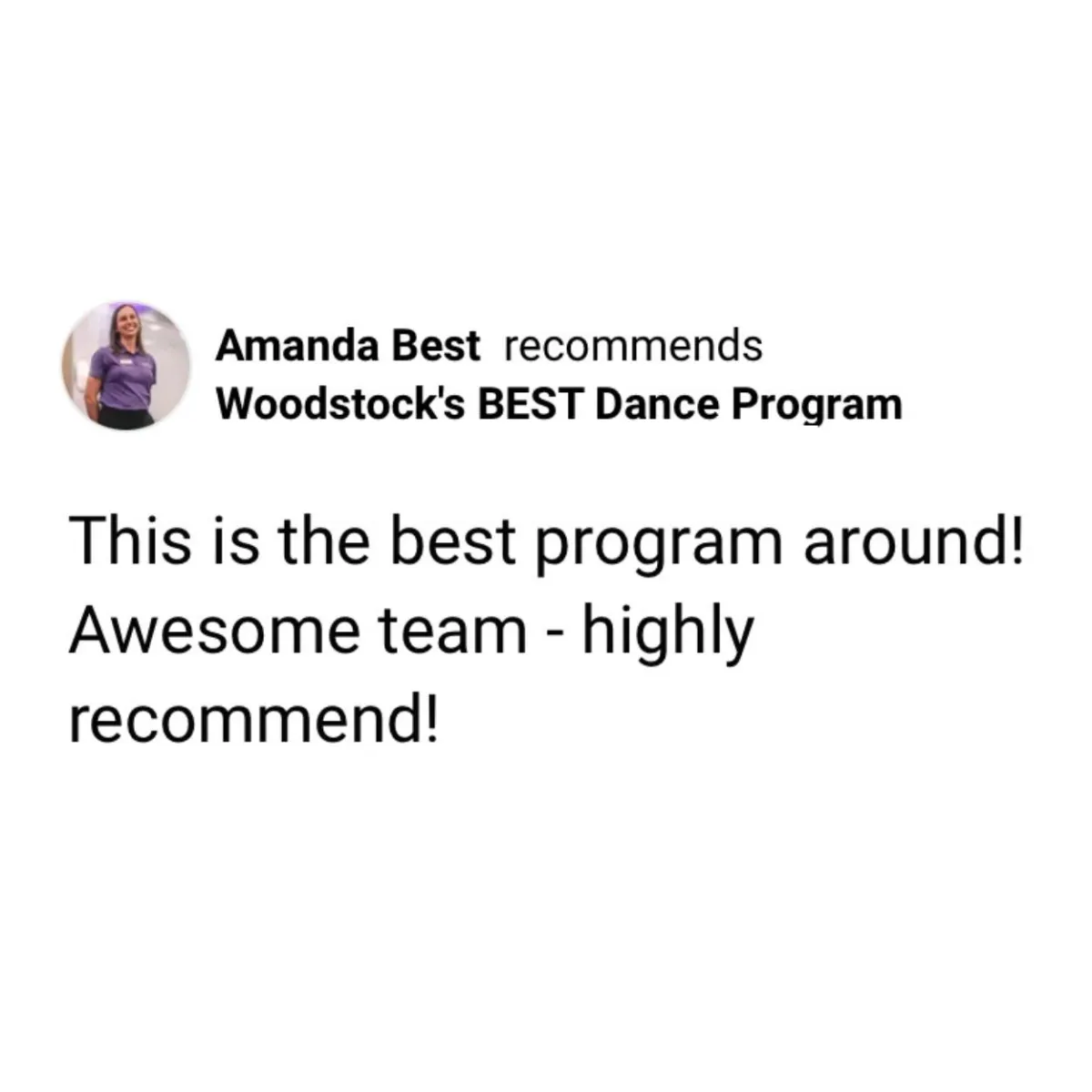Review For Woodstock's BEST Dance Program