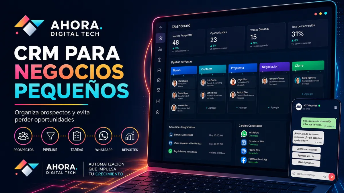 Ilustración de CRM optimizando ventas en un negocio pequeño