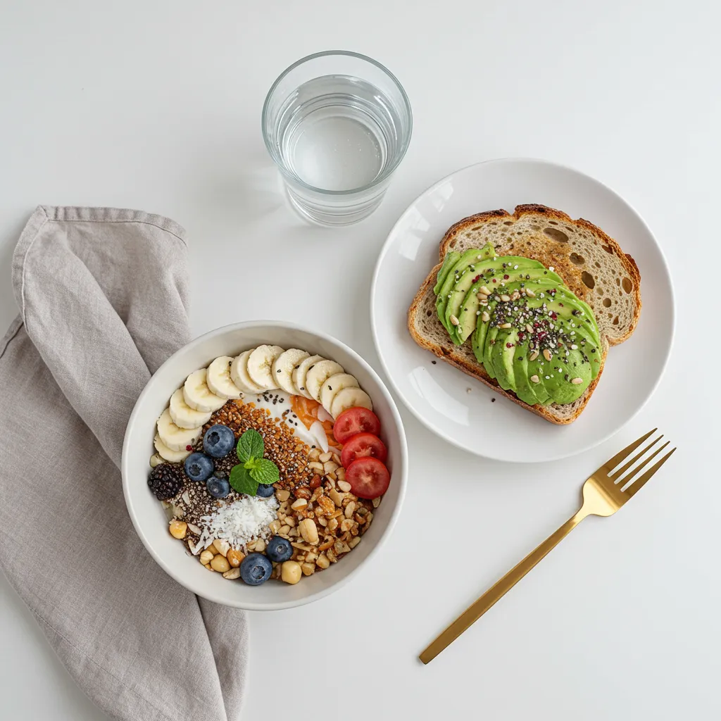 simple diet meal in aestethic spot