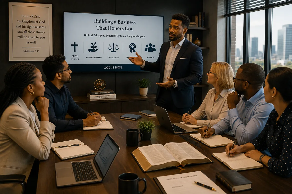 Christian business leaders receiving biblical marketplace leadership training.