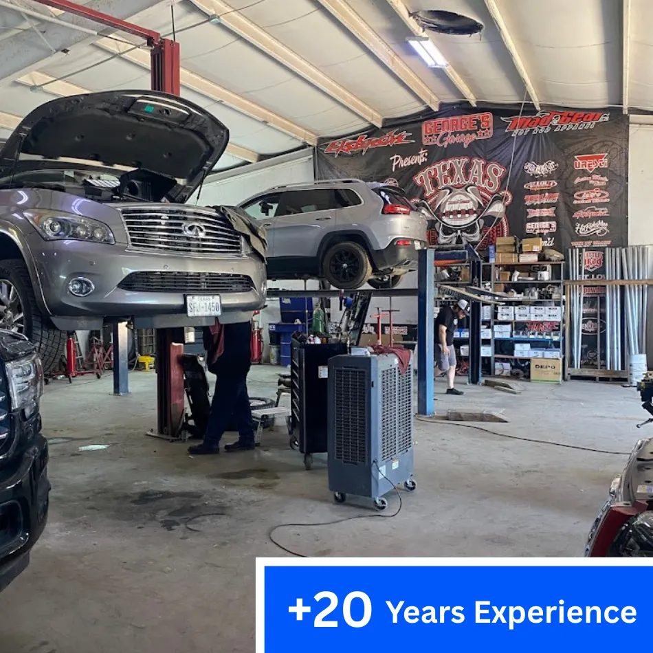 Experienced auto mechanic repairing diesel car engine