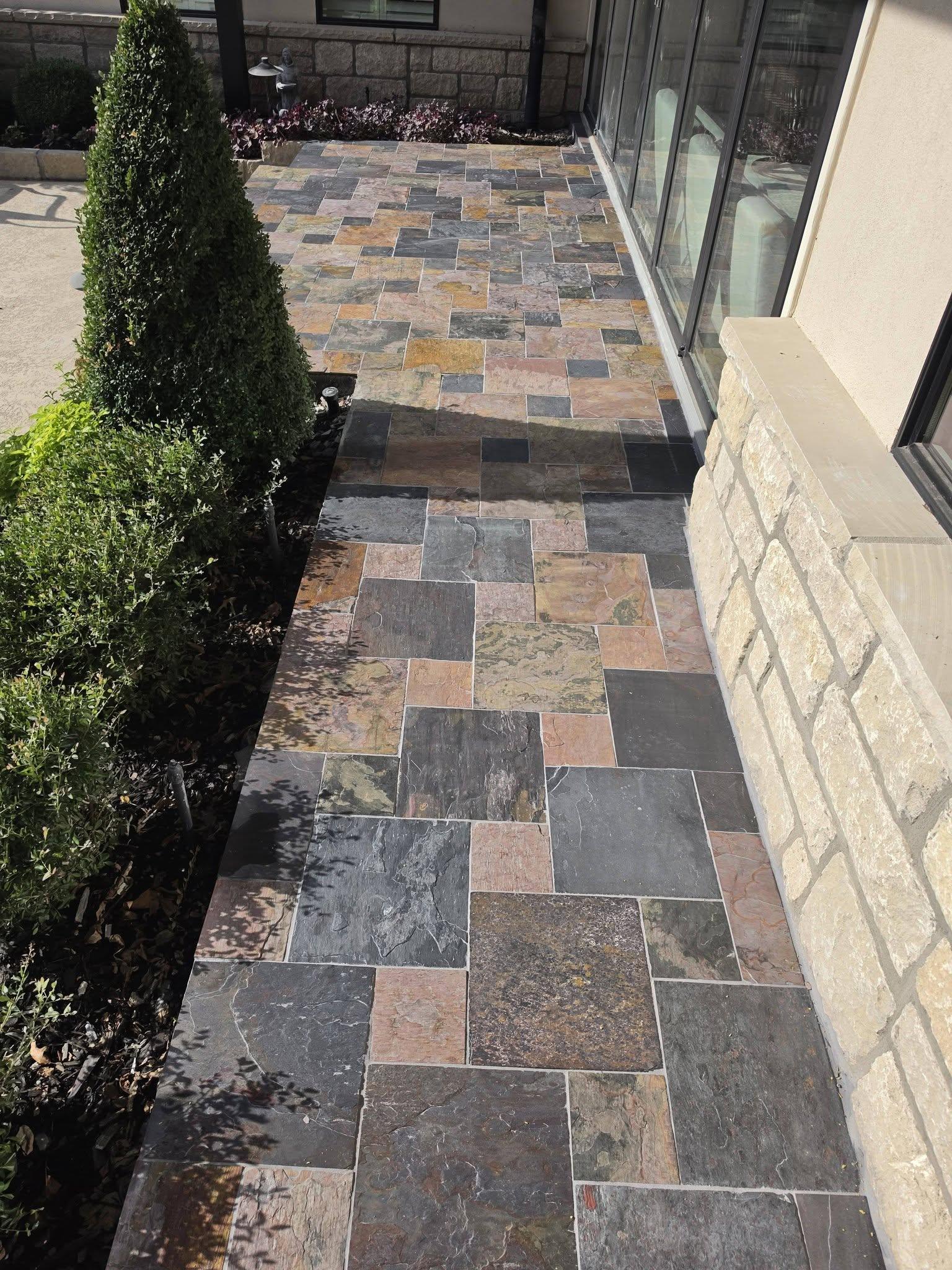 Ourdoor stone tile walkway