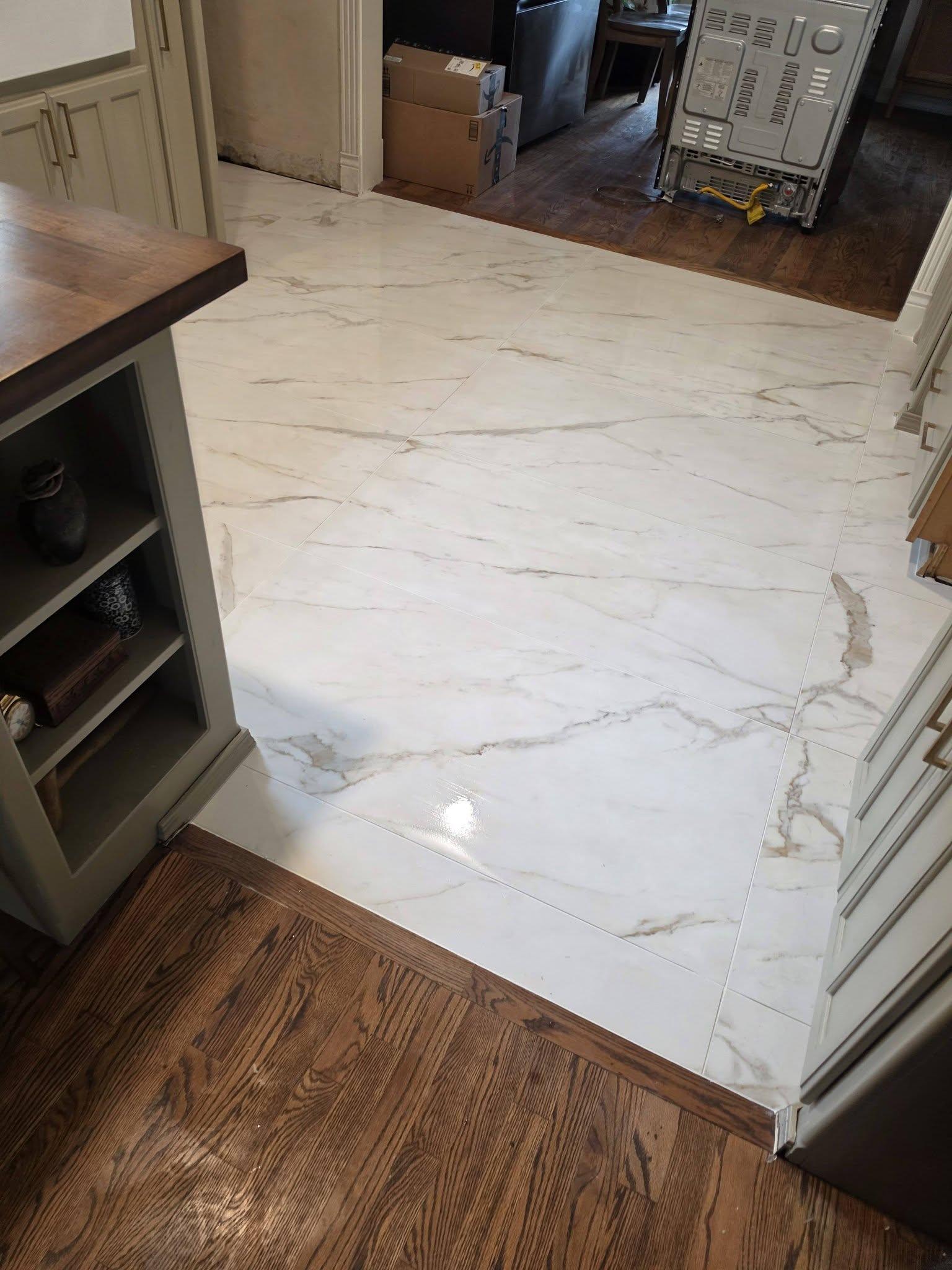 Marble like kitchen tile
