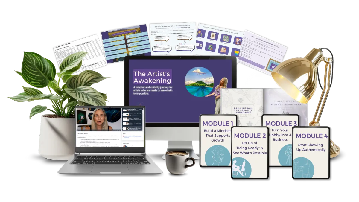 Digital tools for artists included in The Artist’s Awakening program – shown on laptop and desktop