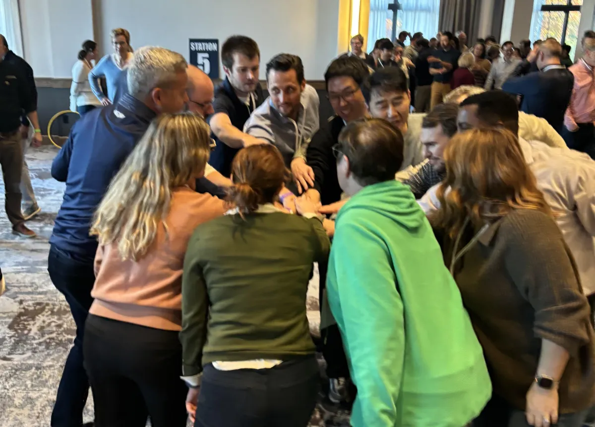 Team building games group in a circle