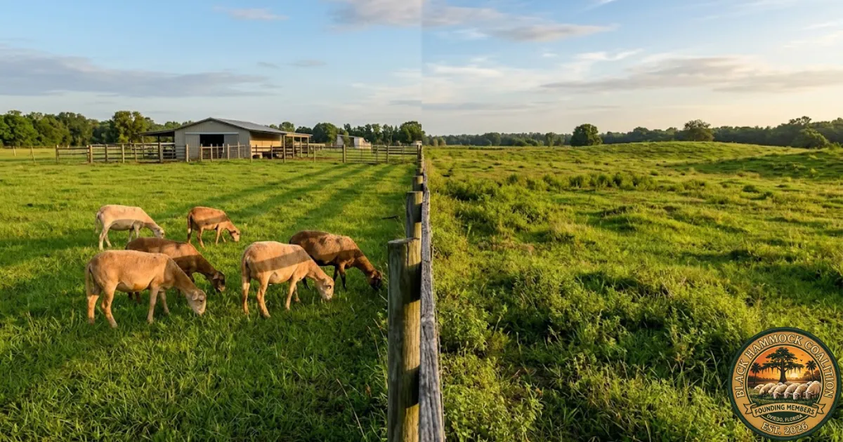 Side-by-side comparison of two adjacent Seminole County parcels showing a 1,007-fold tax differential between a denied agricultural property and an approved one — the real cost of an agricultural classification denial.