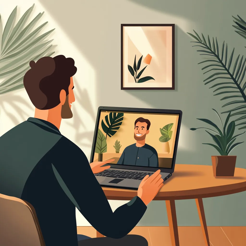 A virtual therapy session for men with a male therapist