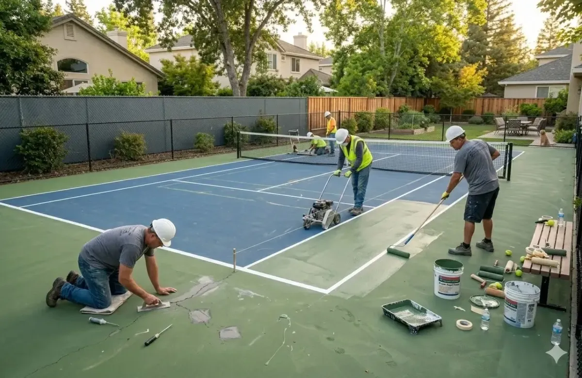 sample image of people working on a pickleball court