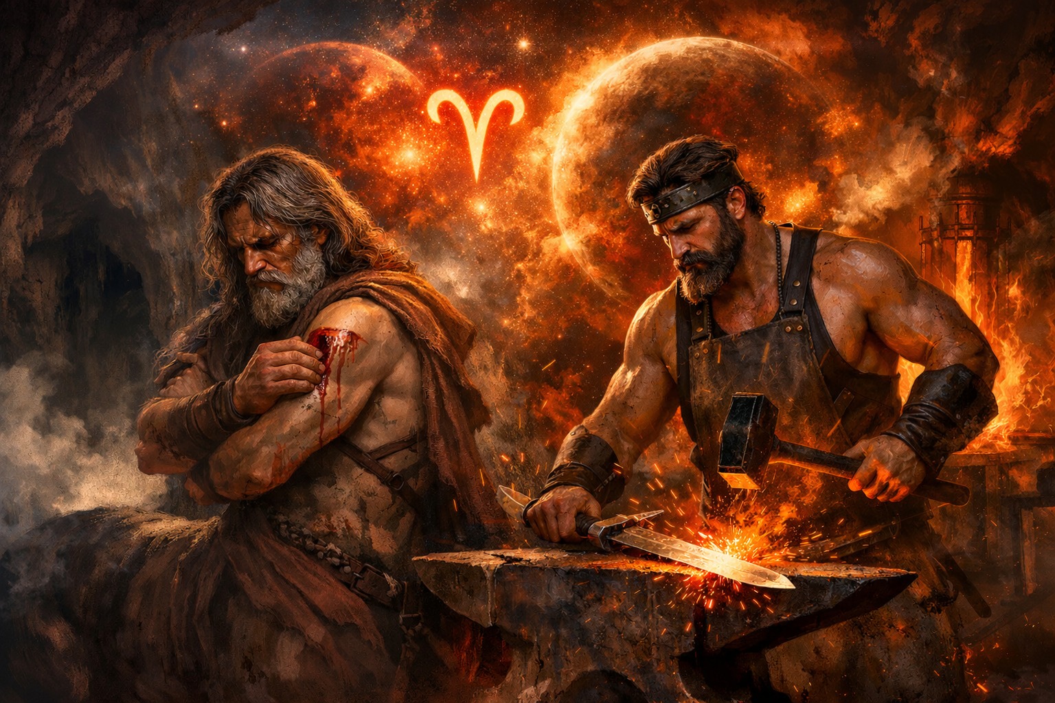 12th House Vulcan Retrograde in Aries Conjunct Chiron AEST