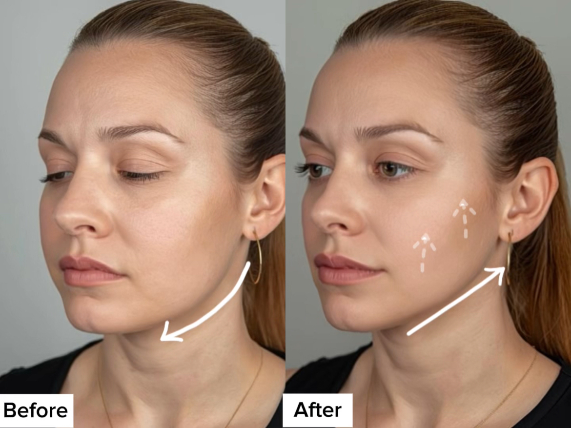 facial slimming, befor and after results