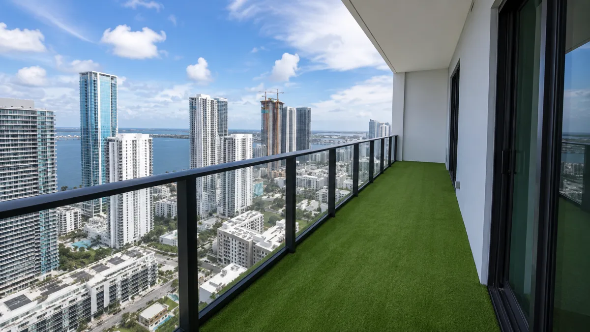 Balcony Artificial Turf Installation in Miami FL by Greenspace Miami