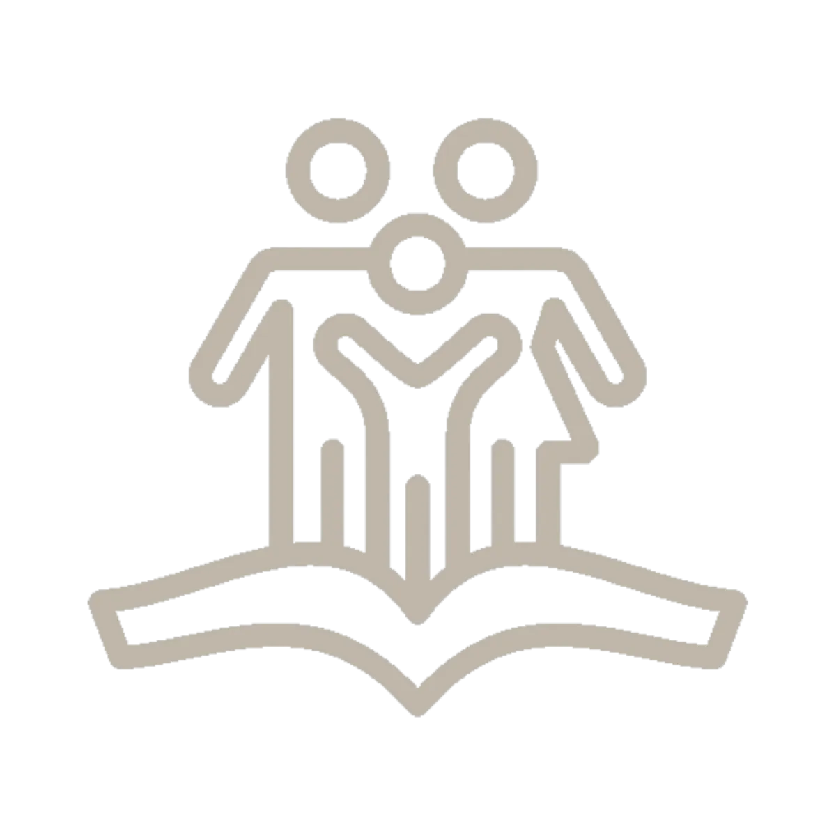 Family standing in a book icon