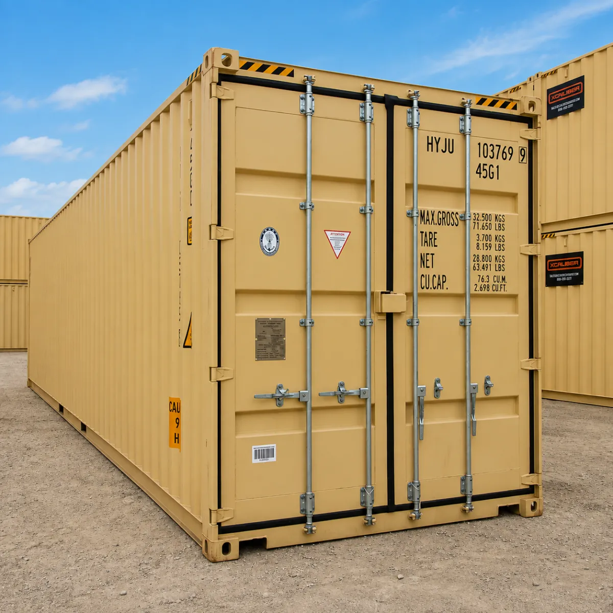 Secure weatherproof steel storage container with lockable doors