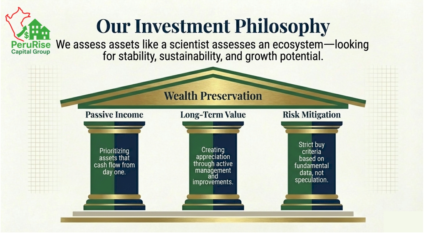 Modern real estate professional reviewing property investment documents in a sunlit, contemporary office with warm neutral tones, glass walls, and cityscape view. The scene conveys confidence, expertise, and approachability, with a clean, modern style and sharp-edged furniture.