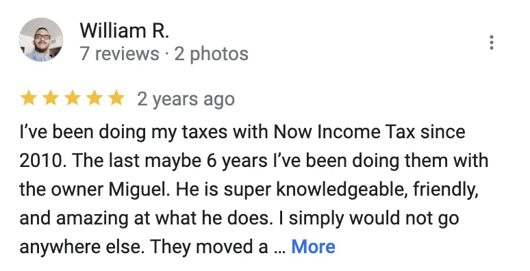 Now Income Tax Service Granada Hills Review 1