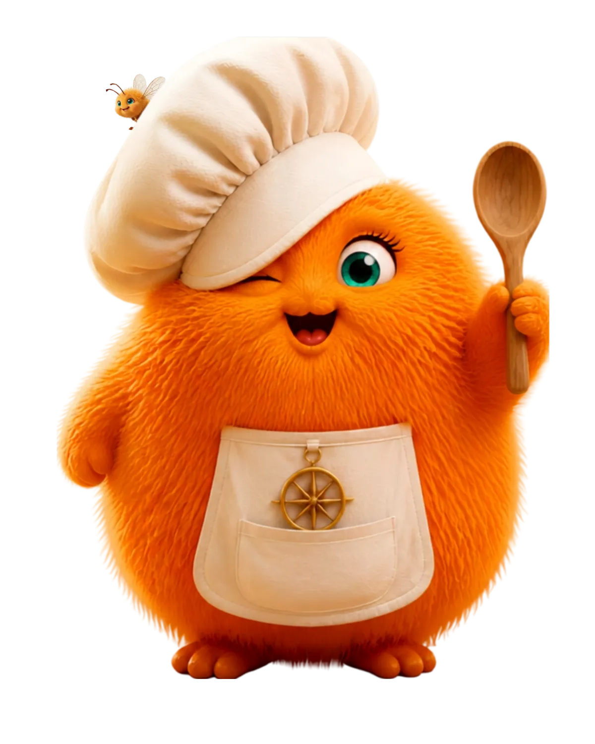 Zesty the Navig8 Biz mascot, an orange chef character
