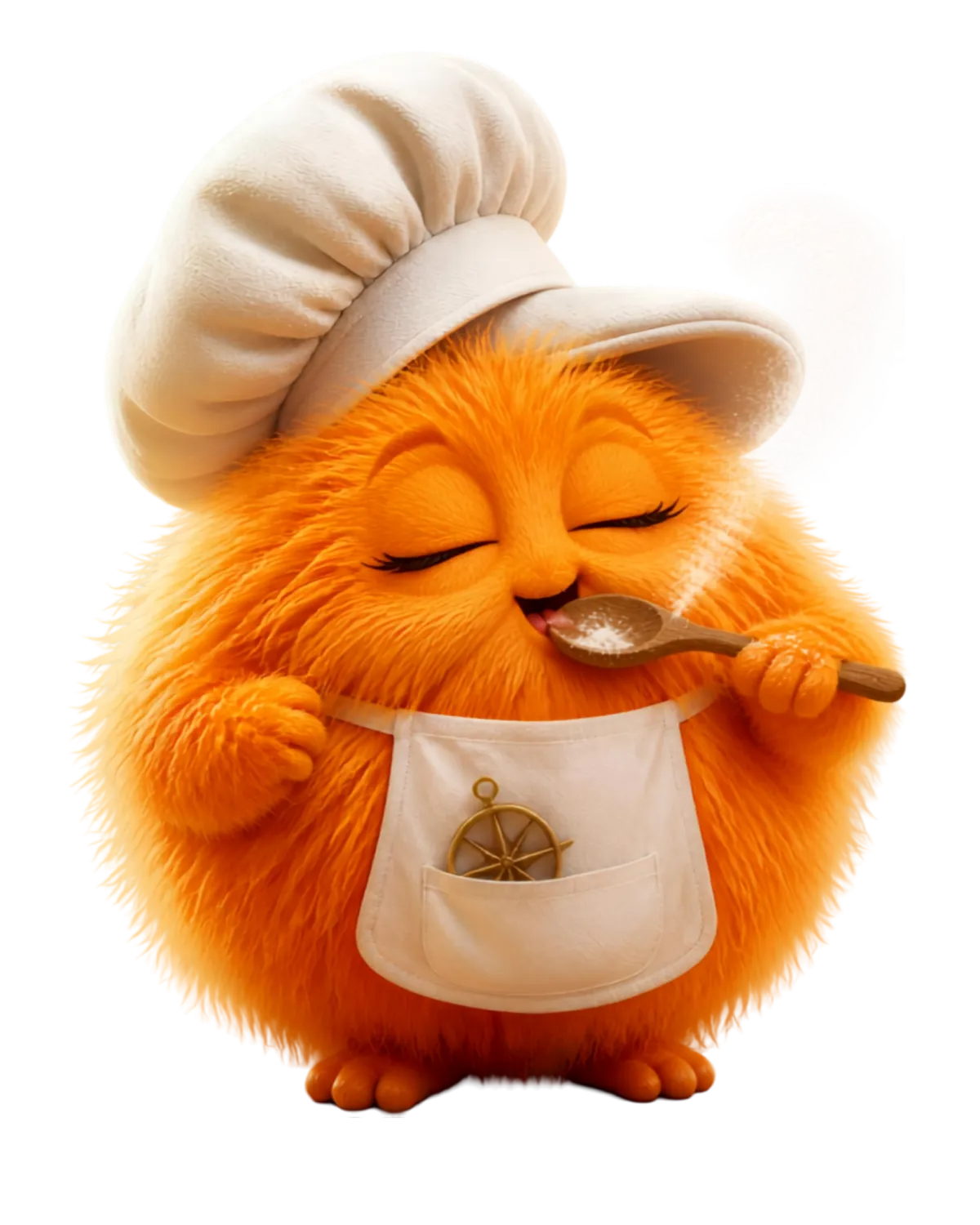 Zesty the Navig8 Biz mascot, an orange chef character