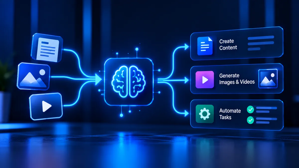 AI tools for everyday business illustration representing practical AI assistants and productivity
