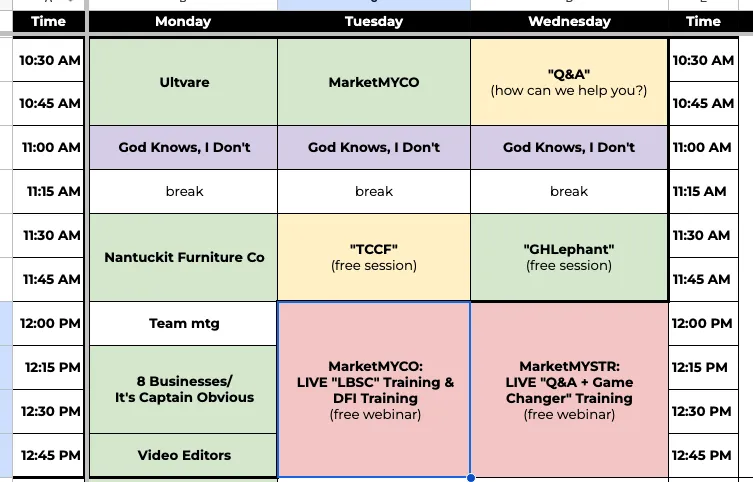Closet Cam Live Schedule