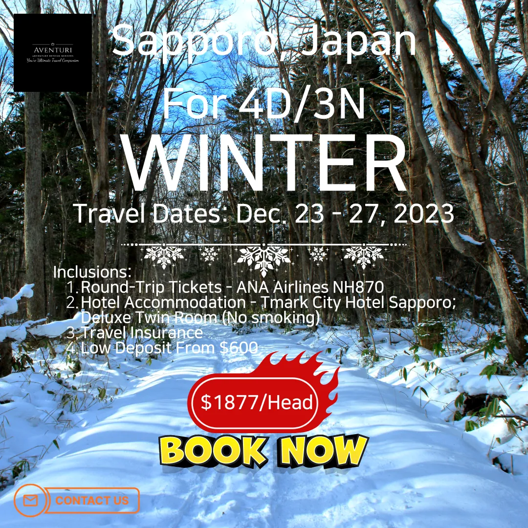 Aventuri: Winter - Sapporo Airfare Hotel Package - 4D3N