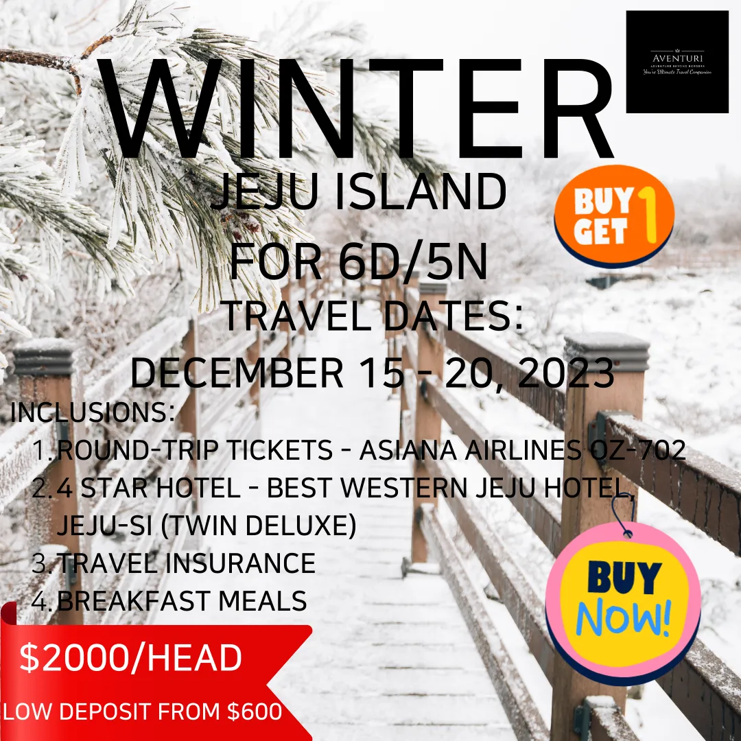 Aventuri: Winter - Jeju Island Airfare Hotel Package - 6D/5N