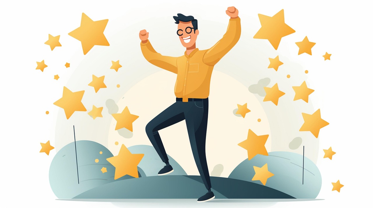 Kyriosis- happy client with celebrating success and recognition through Local SEO