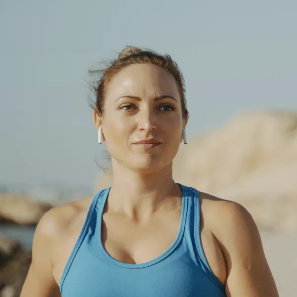 Woman confidently running