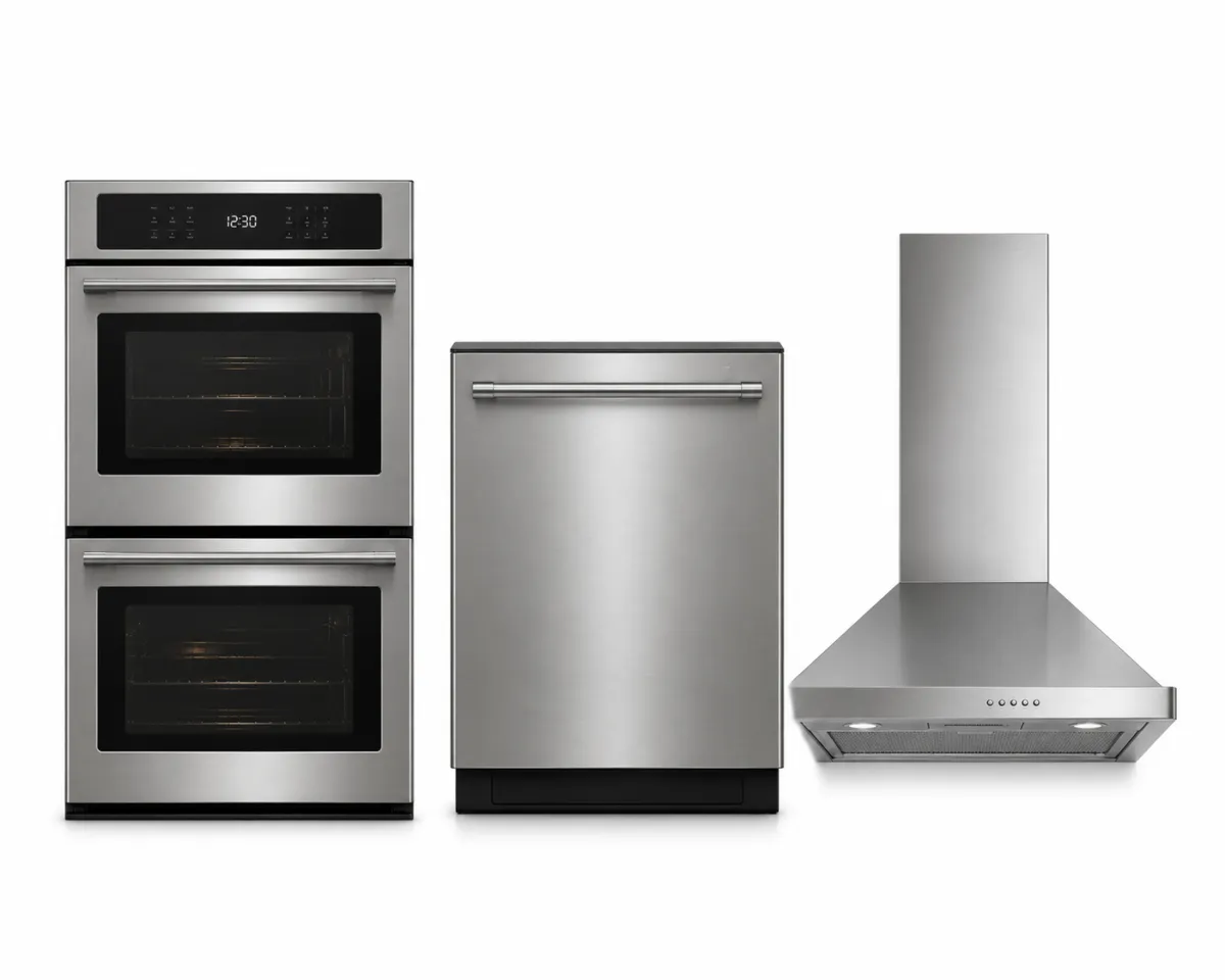 Kitchen appliances including wall ovens, dishwashers and range hoods in San Diego