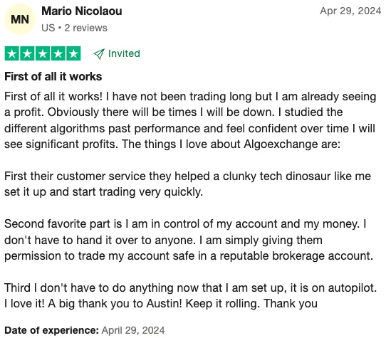 Trustpilot Review by Mario Nicolaou