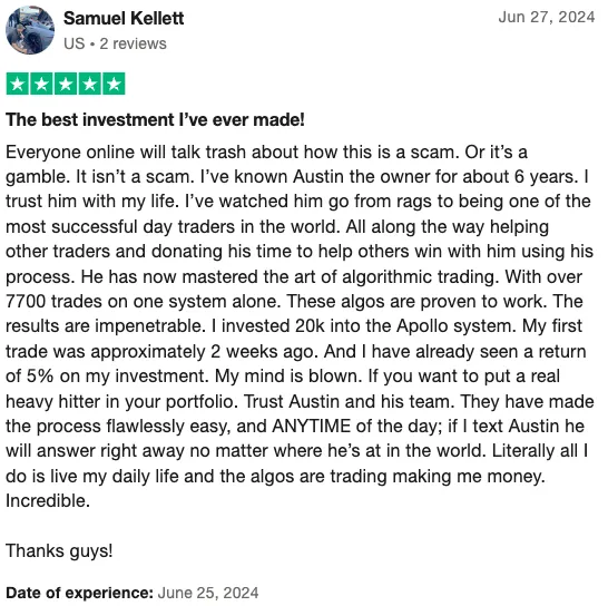 Trustpilot Review by Samuel Kellett