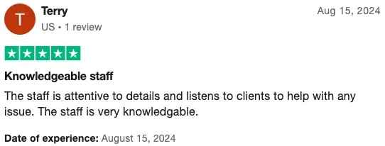 Trustpilot Review by Terry