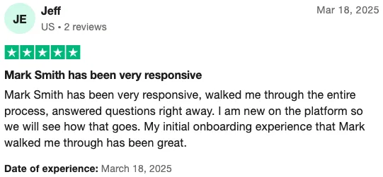 Trustpilot Review by Jeff