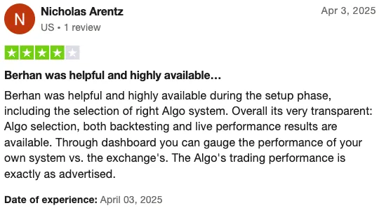 Trustpilot Review by Nicholas Arentz