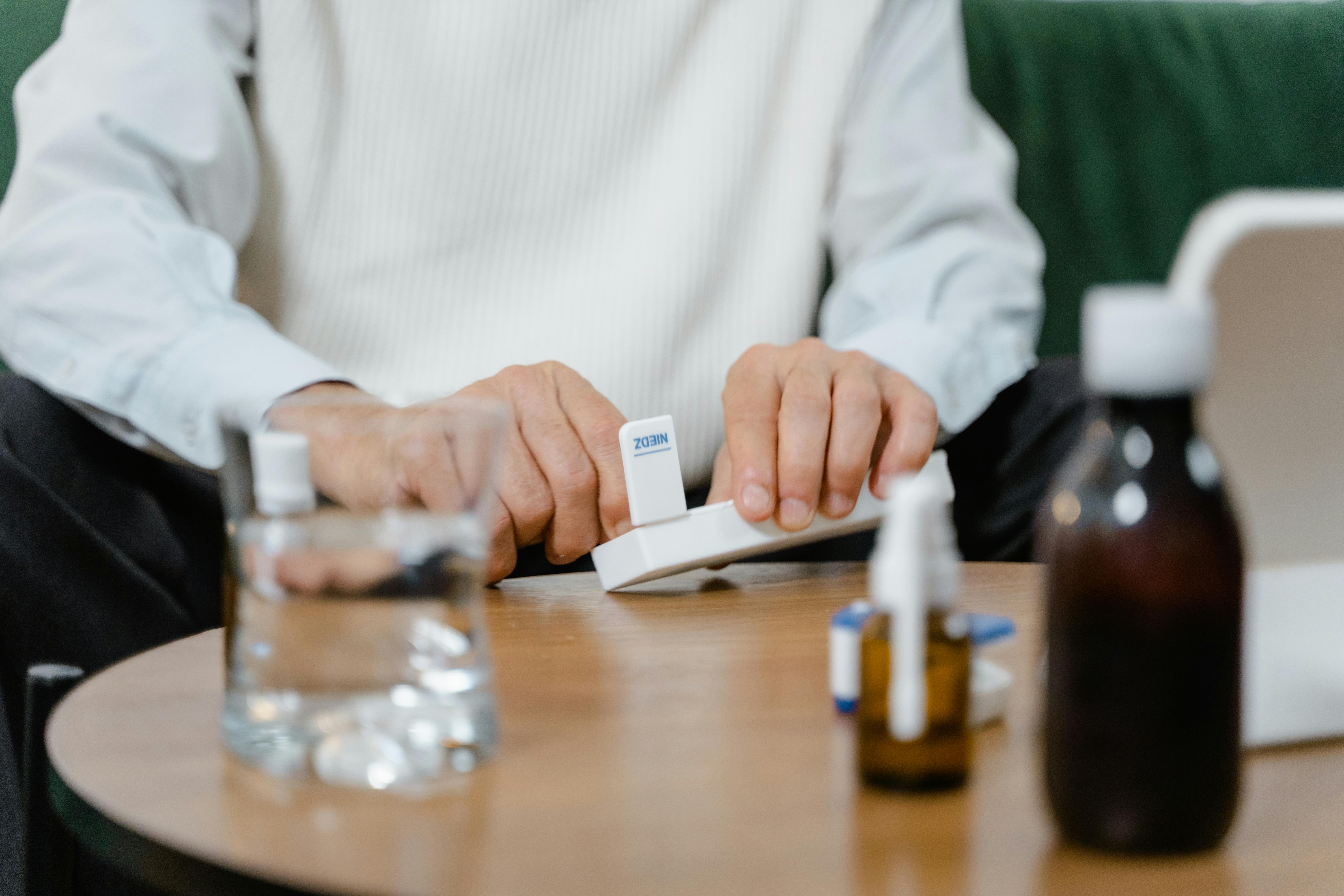 Patient with a pill box