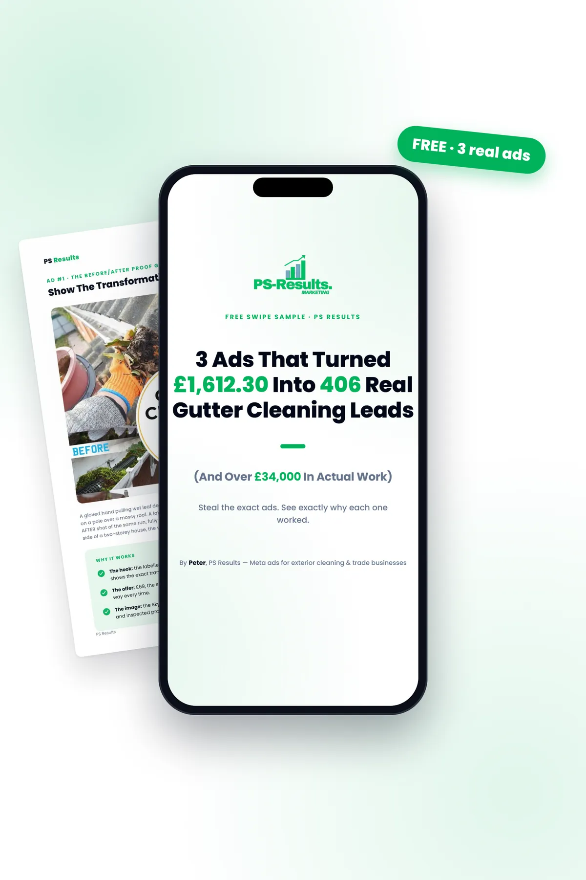 The 3 real gutter cleaning ads, free PDF