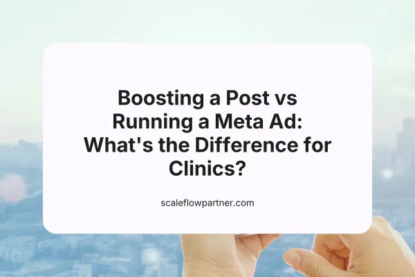 Meta ad vs boosted post comparison for clinic marketing