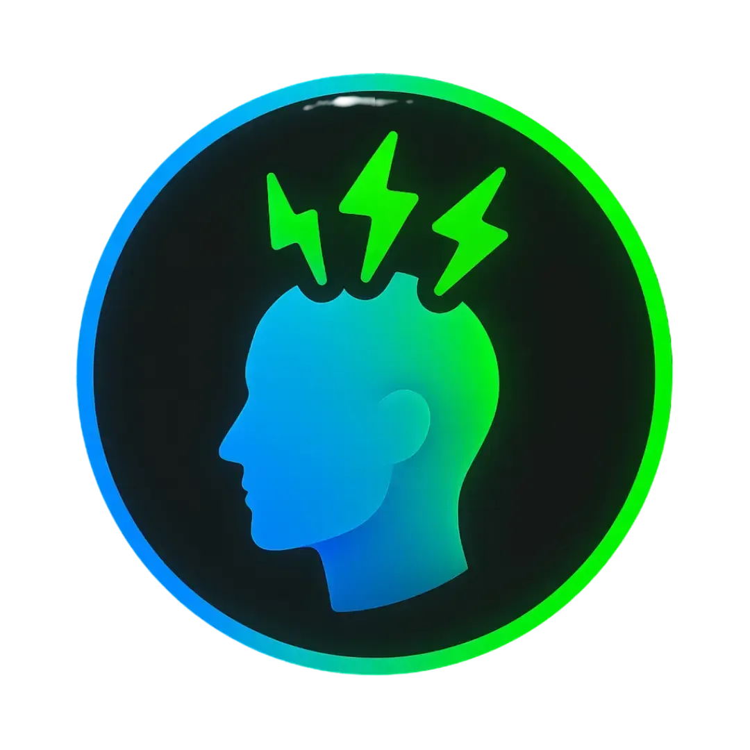 Illustration of a stressed person with glowing Electric Blue and Neon Green highlights symbolizing how CalendarLynx AI automation reduces stress and improves productivity.