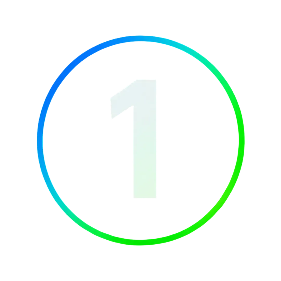 Circular number one icon with an Electric Blue to Neon Green gradient border on a Charcoal Black background representing step one in the CalendarLynx AI automation workflow.