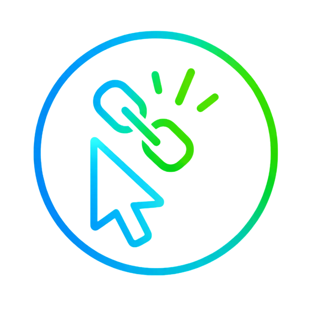 Glowing mouse cursor icon in blue and green gradient on black background representing CalendarLynx analysis of user disengagement and missed website clicks