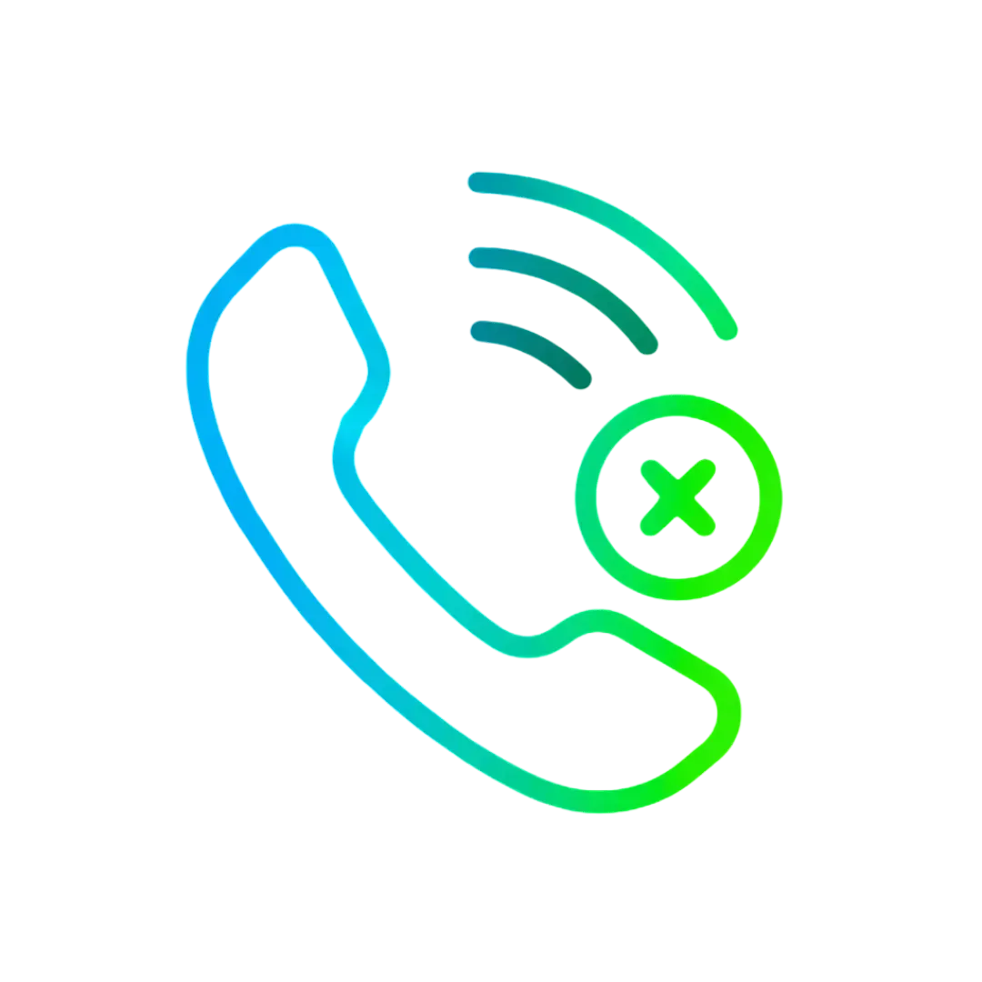 Glowing phone handset icon with blue and green highlights on black background representing CalendarLynx AI tracking of missed customer calls and lead loss