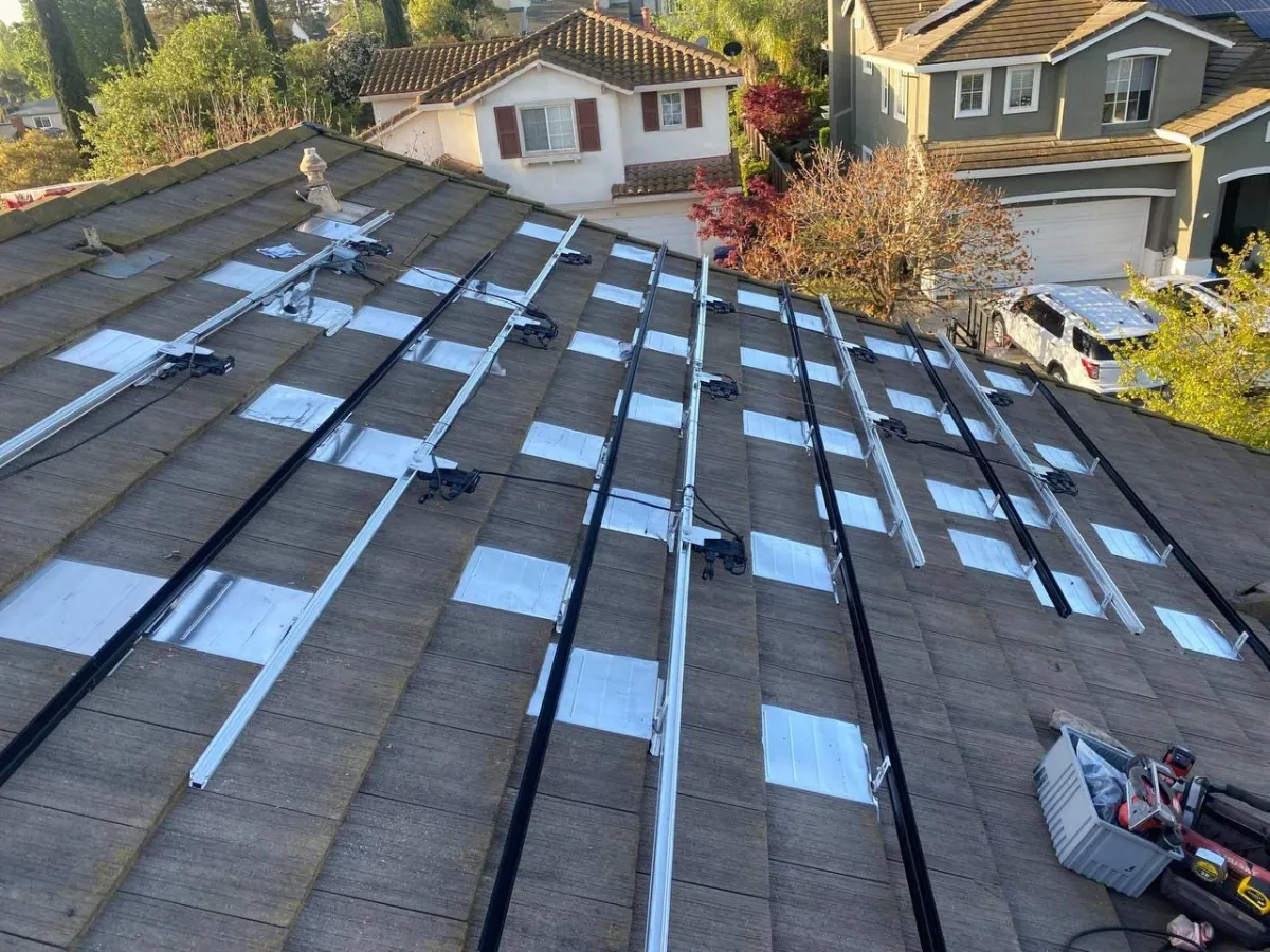 Custom flat tile custom solar mounting