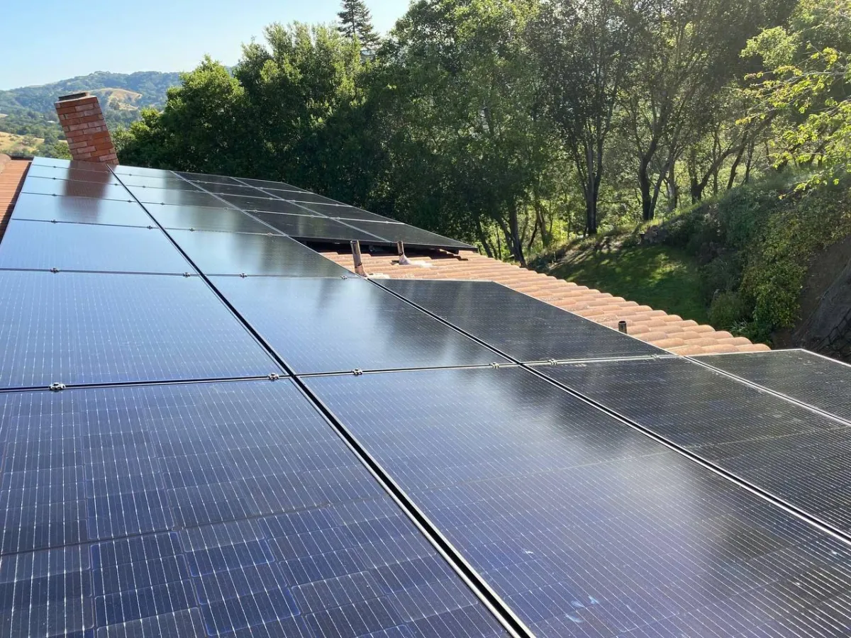 Solar Panels installed in landscape orientation to maximize solar power on this roof.