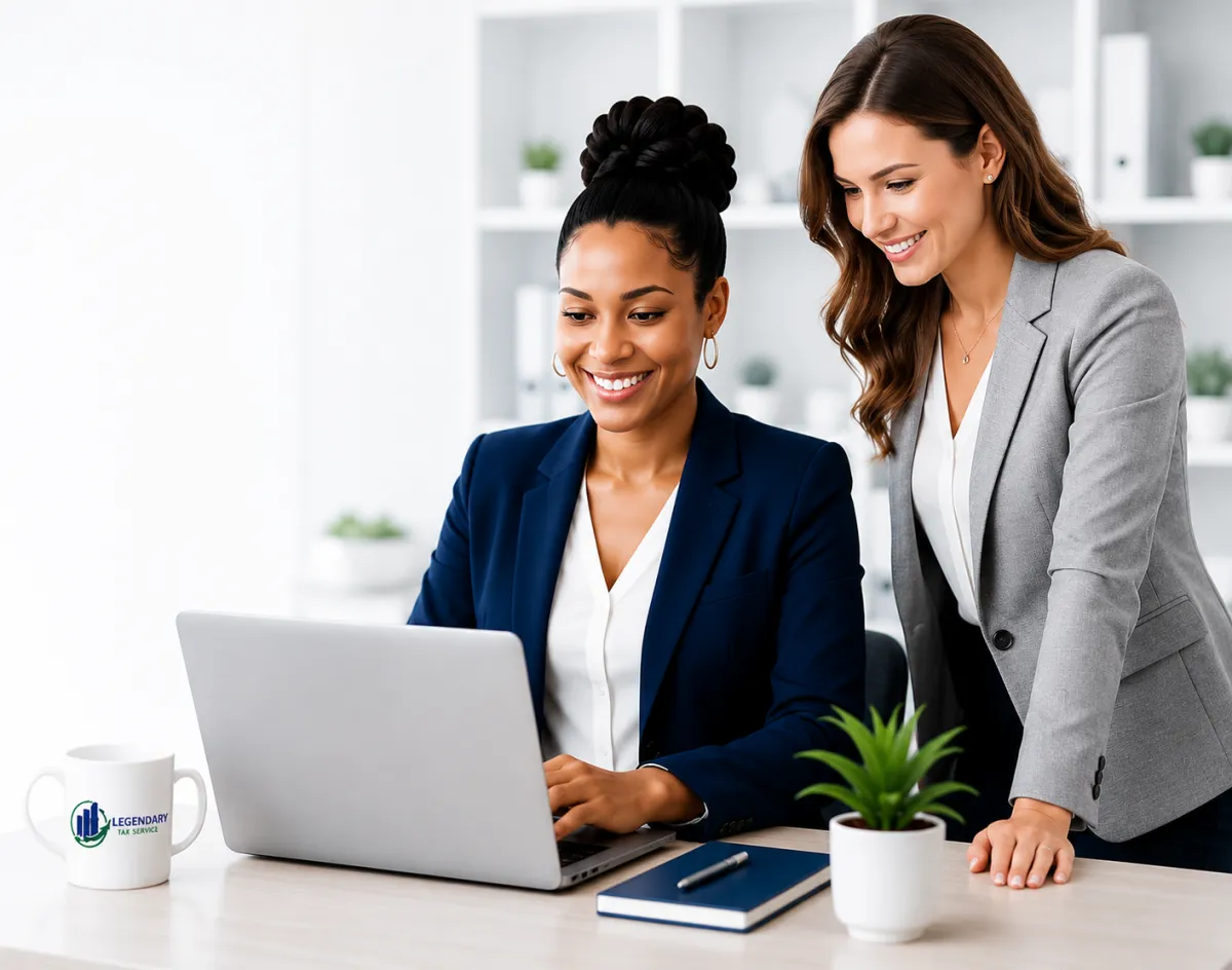Professional woman working on laptop