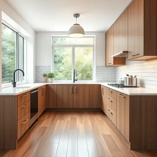 Remodeled Largo Maryland kitchen with quartz countertops black fixtures stainless appliances hardwood floor and natural light