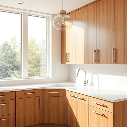 Flawlessly installed modern kitchen cabinets with quartz countertops stainless steel handles and natural light in Hyattsville MD